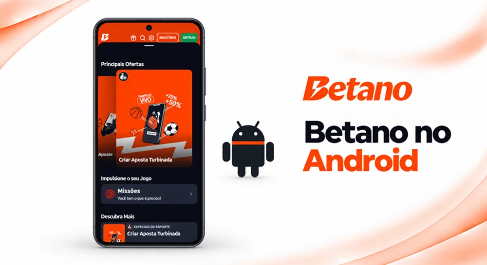 Betano App Android exibindo ofertas, missões e promoções esportivas