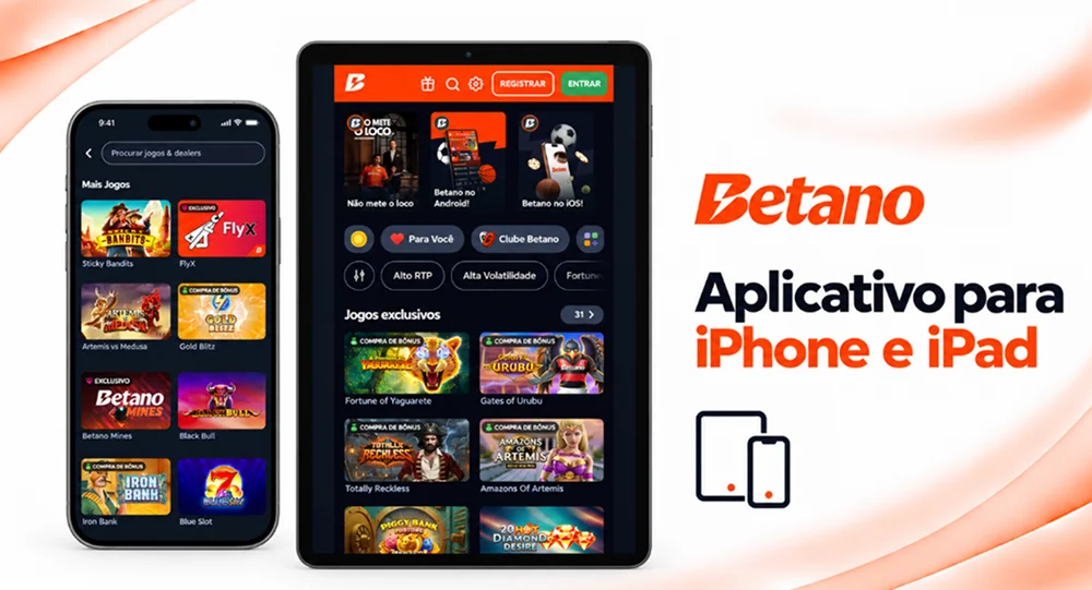 Aplicativo Betano para iPhone e iPad com jogos de cassino e ofertas
