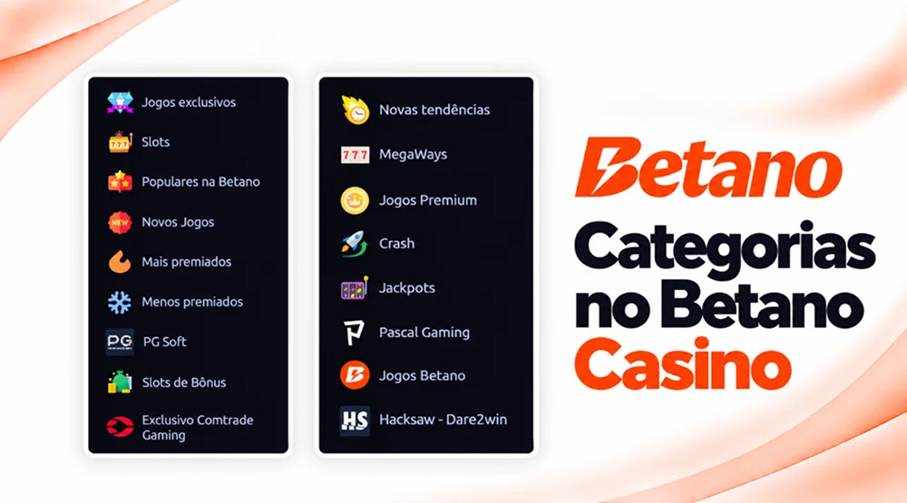 Categorias do Betano Cassino, incluindo jogos exclusivos, slots, jackpots e jogos premium