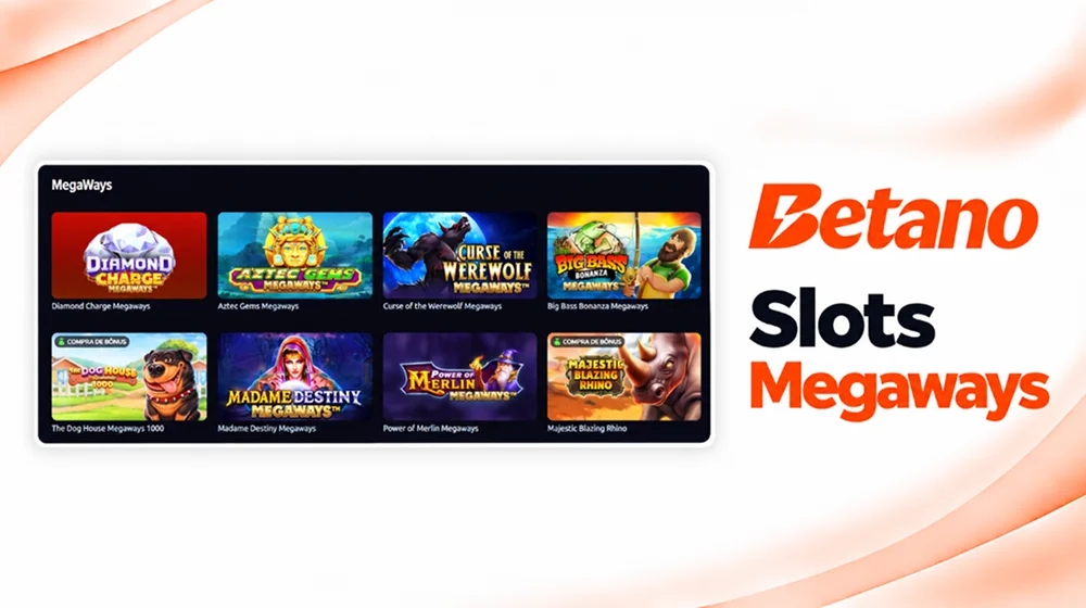 Seleção de slots Megaways do Betano Casino Online com diferentes temas e provedores